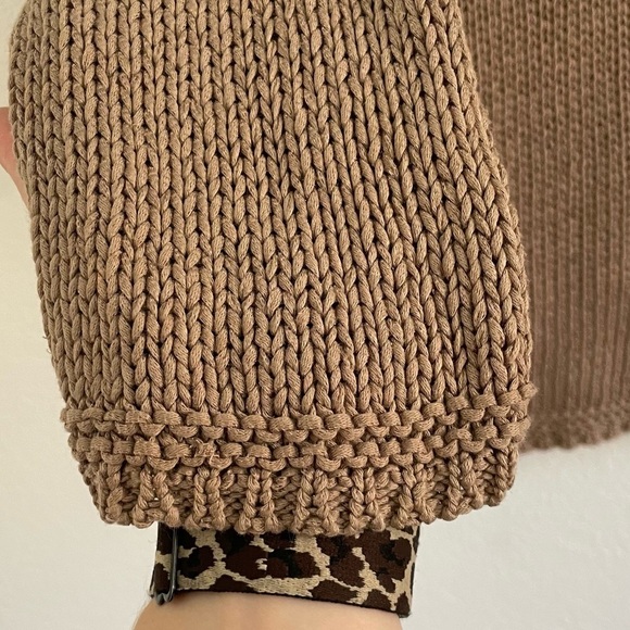 J.JILL XL Mocha Open Knit V Neck Long Sleeve Sweater 100% Cotton - Picture 3 of 7